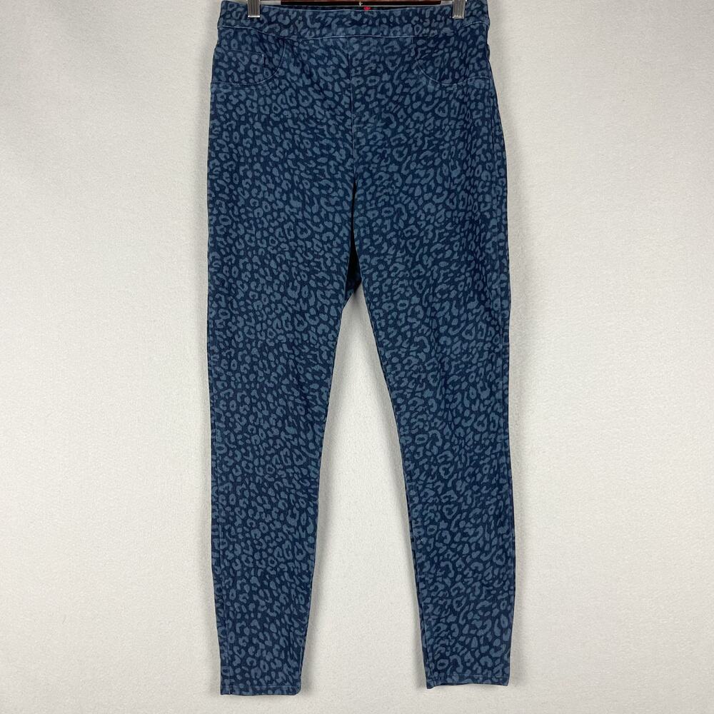 Spanx Leopard Jean-ish Leggings Denim Pant Womens Large‎ Blue Stretchy Pull On